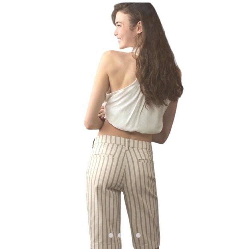 Anthropologie Pilcro Striped Bermuda Shorts 27 Coastal Quiet Luxury Linen Look - Picture 3 of 9